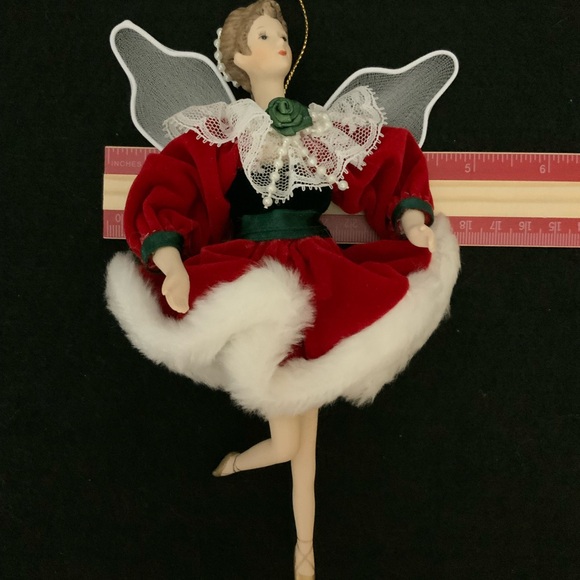 Christmas Ballerina Fairy Ornament Angel Figurine Vintage Porcelain Collectible - Picture 4 of 16